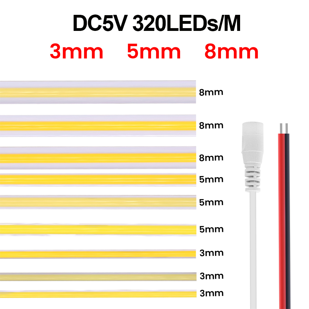 3MM 5MM 8MM COB Strip 5V 12V 3 - Linear Rod 8Mm 评论和价格