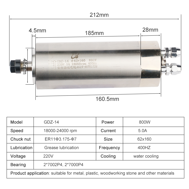 Hqd 220v 800w Metal Spindle 62 - Water Cooled Spindle 评论和价格